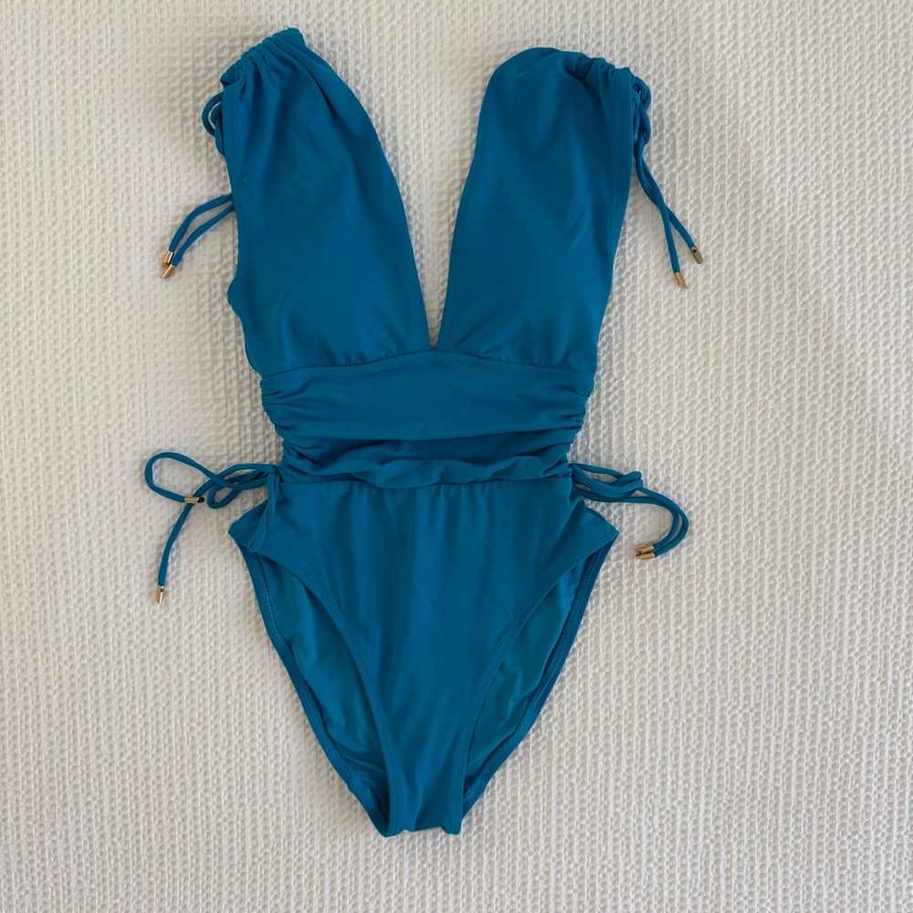 Robin Piccone Aubrey V Plunge Teal Women's One-Piece Swimsuit